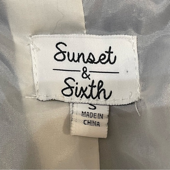 Sunset & Sixth Faux Fur Retro Color Block Teddy Jacket Blue Pink Cream sz S - Picture 11 of 13